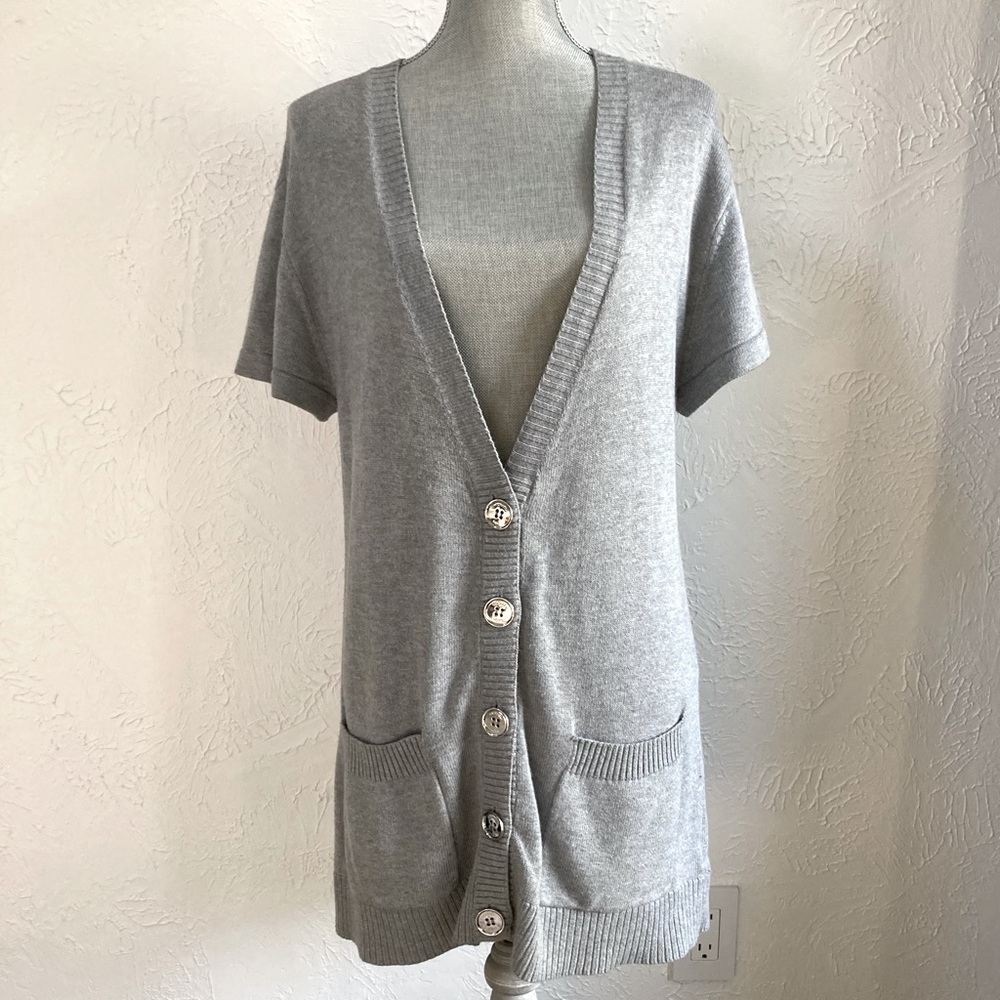 MICHAEL Michael Kors short-sleeved, button front cardigan.